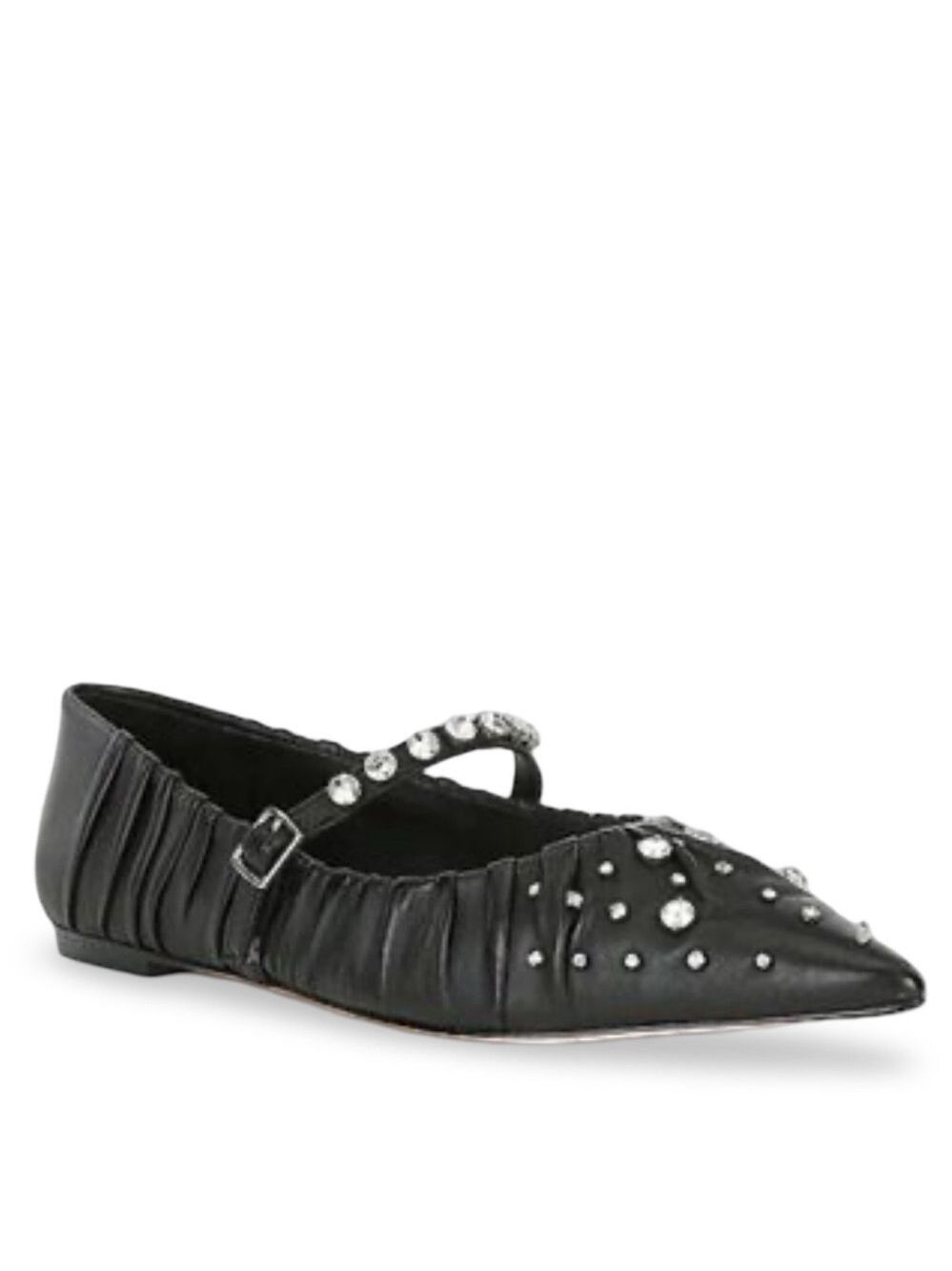 NWOB $129 x Jennifer Sumko Lyssa Lou Leather Studded Mary Jane Flats - Black